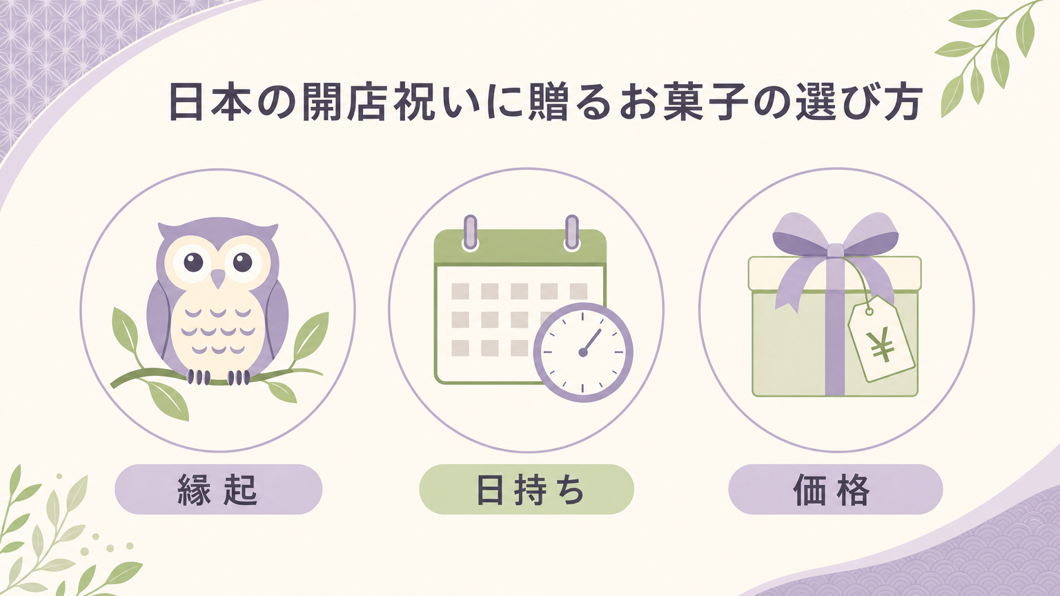 開店祝いのお菓子の選び方3つのポイント(縁起・日持ち・価格)